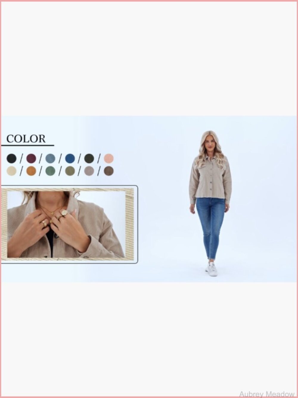 Womens Corduroy Button Down Shacket Long Sleeve Casual Coat Jacket - Picture 5 of 7